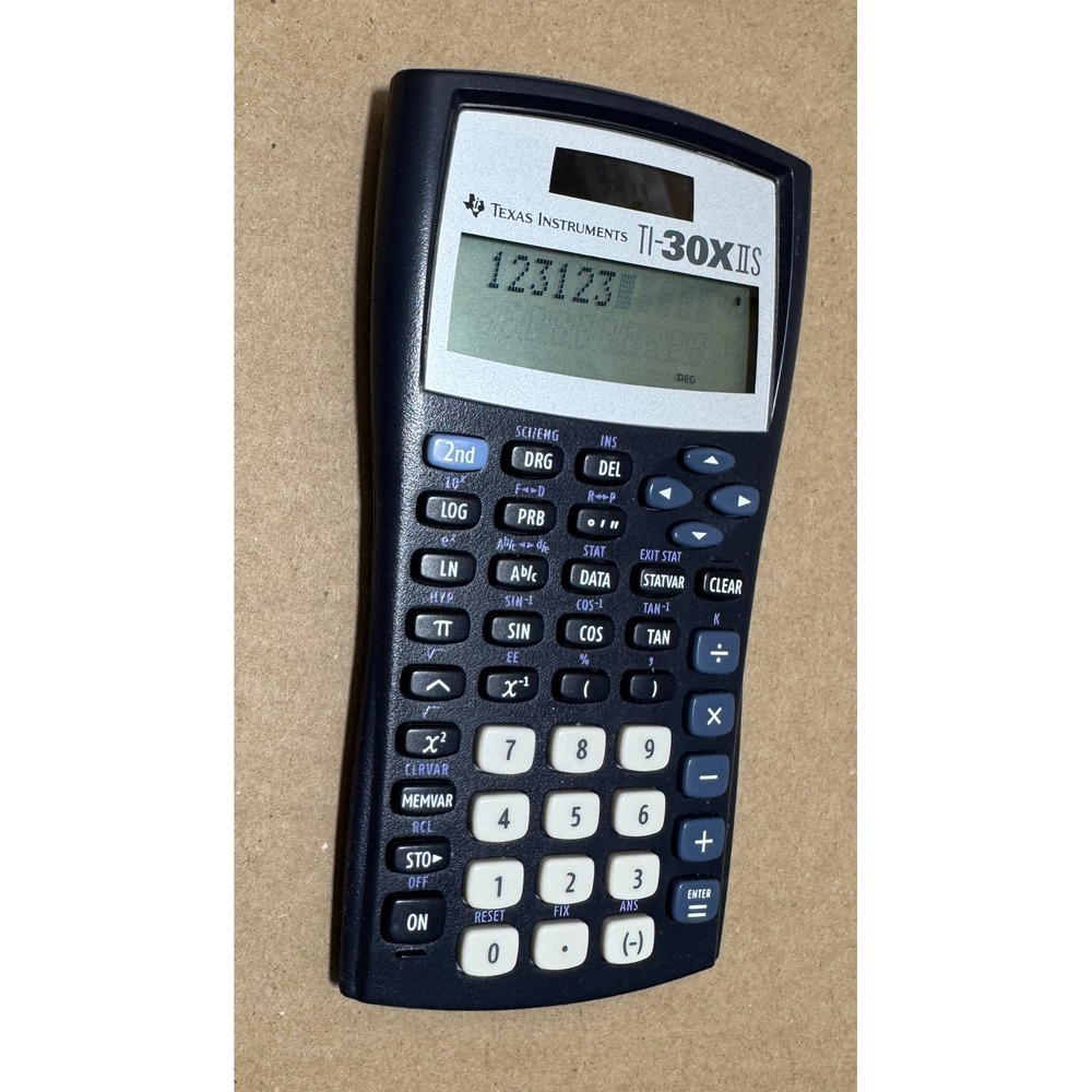 Texas Instruments TI-30XIIS Scientific Calculator Navy Blue Solar Battery Math - Picture 2 of 4
